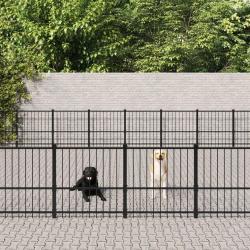 Chenil cage enclos pac animaux d'ext&eacute;rieur pour chiens acier 67,74 m&sup2; noir 02_0041872
