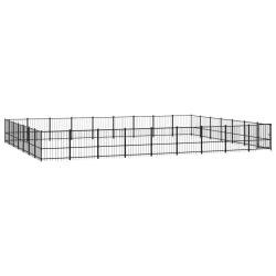 Chenil cage enclos pac animaux d'ext&eacute;rieur pour chiens acier 59,28 m&sup2; noir 02_0041867