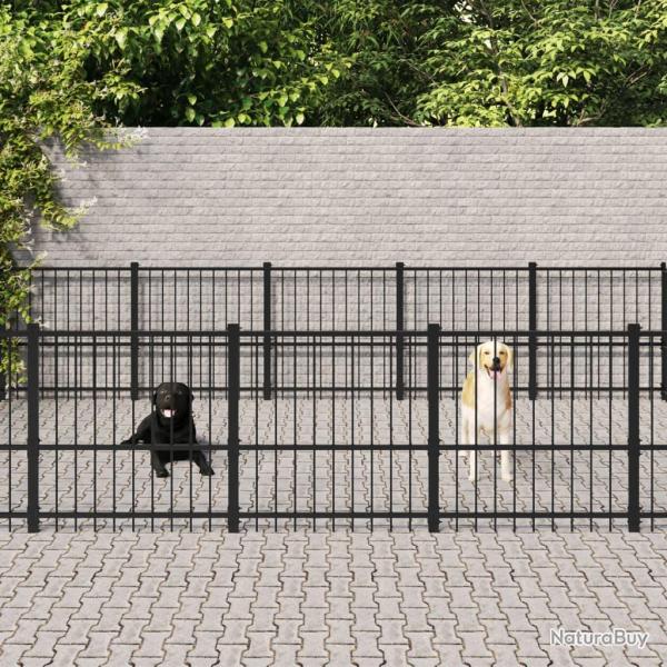 Chenil cage enclos pac animaux d'ext�rieur pour chiens acier 37,64 m� noir 02_0041844