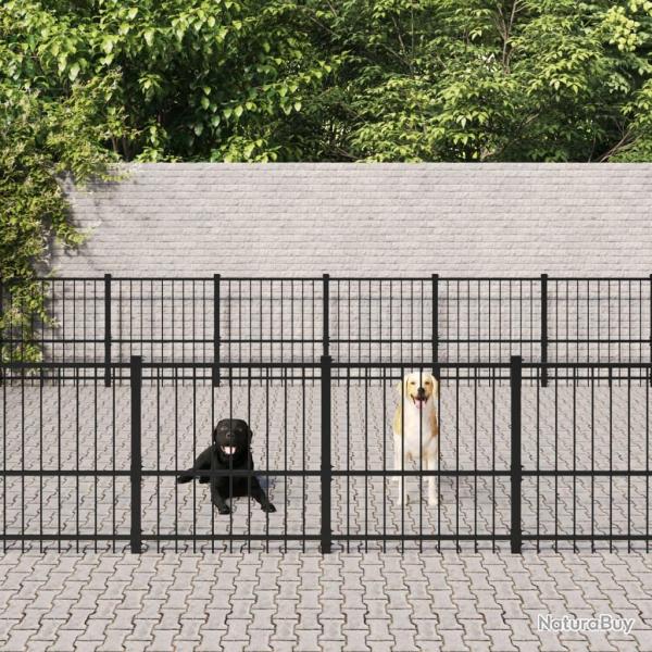 Chenil cage enclos pac animaux d'ext�rieur pour chiens acier 50,81 m� noir 02_0041860