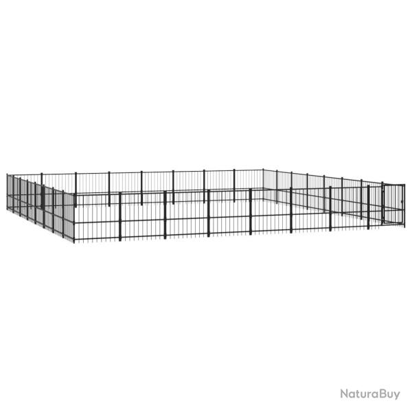 Chenil cage enclos pac animaux d'ext�rieur pour chiens acier 60,22 m� noir 02_0041868