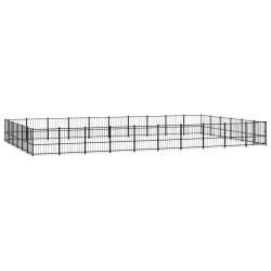 Chenil cage enclos pac animaux d'ext&eacute;rieur pour chiens acier 56,45 m&sup2; noir 02_0041864