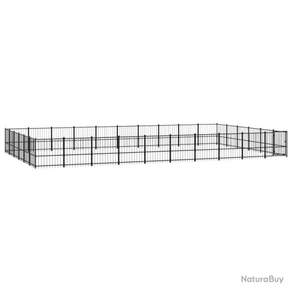 Chenil cage enclos pac animaux d'ext�rieur pour chiens acier 56,45 m� noir 02_0041864
