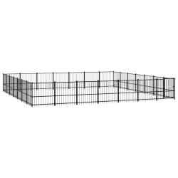 Chenil cage enclos pac animaux d'ext&eacute;rieur pour chiens acier 46,1 m&sup2; noir 02_0041853