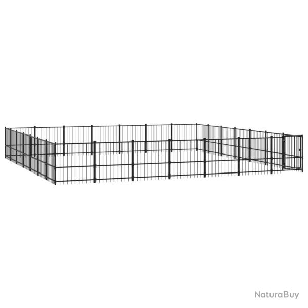 Chenil cage enclos pac animaux d'ext�rieur pour chiens acier 46,1 m� noir 02_0041853