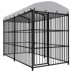 Chenil cage enclos pac animaux d'ext&eacute;rieur avec toit pour chiens 300 x 150 x 210 cm noir 02_0041728