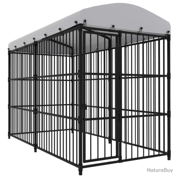 Chenil cage enclos pac animaux d'ext�rieur avec toit pour chiens 300 x 150 x 210 cm noir 02_0041728