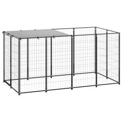 Chenil cage enclos pac animaux 2,42 m&sup2; acier noir 02_0041720