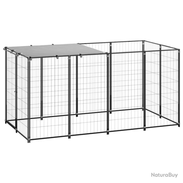 Chenil cage enclos pac animaux 2,42 m� acier noir 02_0041720