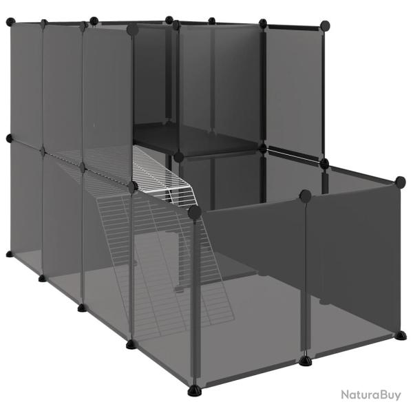 Cage pour petits animaux 142 x 74 x 93 cm PP et acier noir 02_0041646