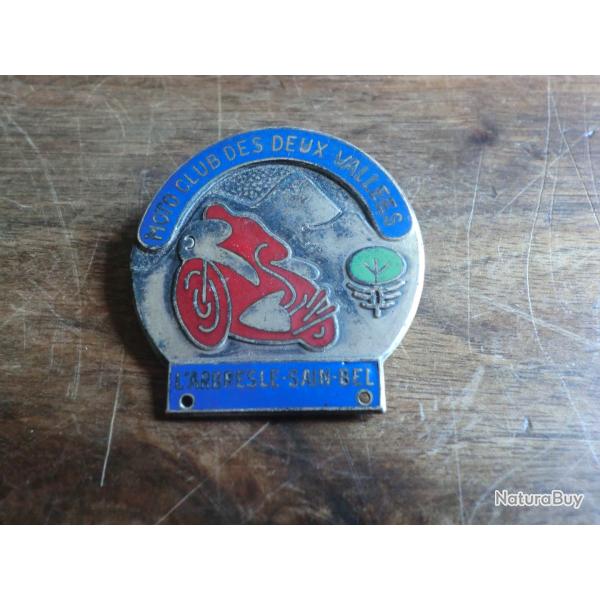 insigne �mail  badge moto club des deux vall�es  / fia lyon