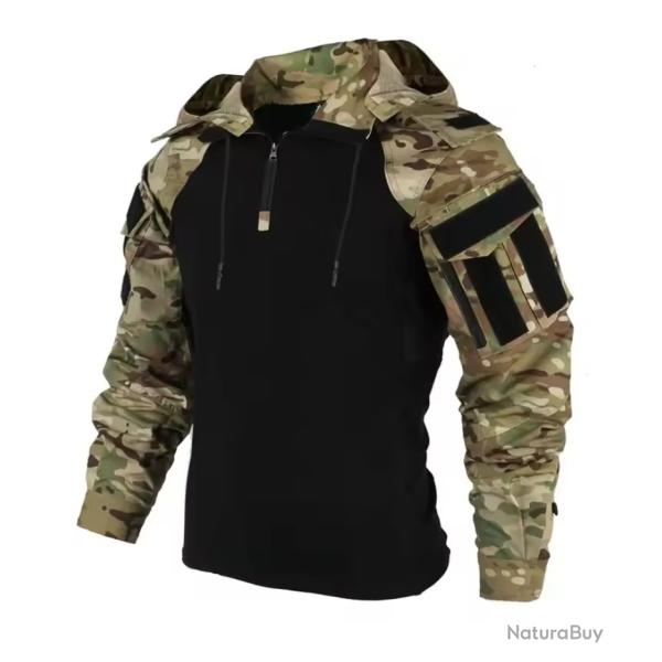 Chemises d'ext�rieur camouflage - Combat T-Shirt � capuche ( Camo For�t) (3)