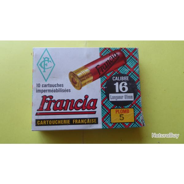 REF 11 - ANCIENNE BO�TE CARTOUCHES DE CHASSE CAL 16 - FRANCIA CF - Plomb n� 5
