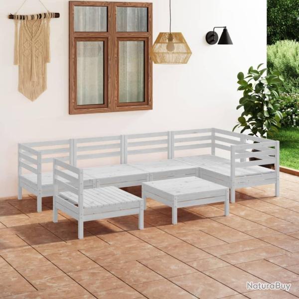 Salon de jardin 7 pcs Bois de pin massif Blanc