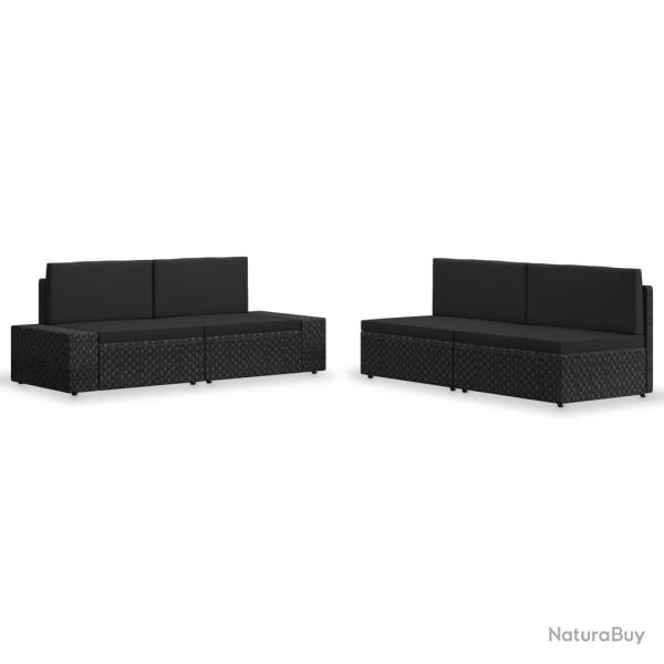 Salon de jardin 4 pcs R�sine tress�e Noir