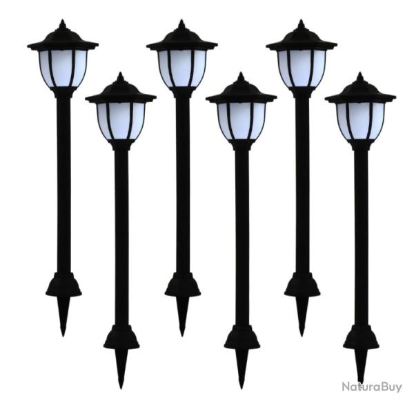 Lot de 6 lampes solaires LED noires ext�rieures 73 cm - �clairage jardin d�coration