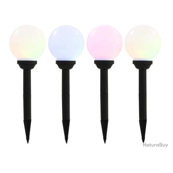 Lot de 4 lampes solaires sphriques LED RVB 15 cm - clairage extrieur dcoratif