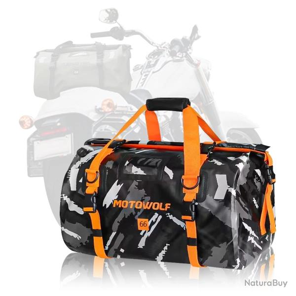 Sac Etanche pour Moto 66L Grande Capacit� Sacoche Lat�rale Aventure Sport Rando Voyage Bateau Camo
