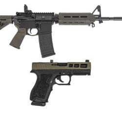 Carabine PSA 16"Nitride M4 5.56, ODG & Pistolet PSA Dagger Compact 9mm, 2-Tone Sniper Green