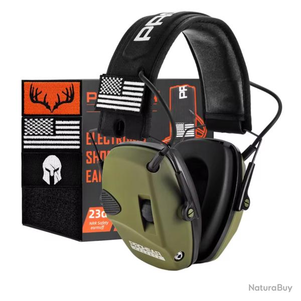 Casque de tir �lectronique Dul Khaki - Protection auditive, r�duction de bruit, chasse et stand - Pr