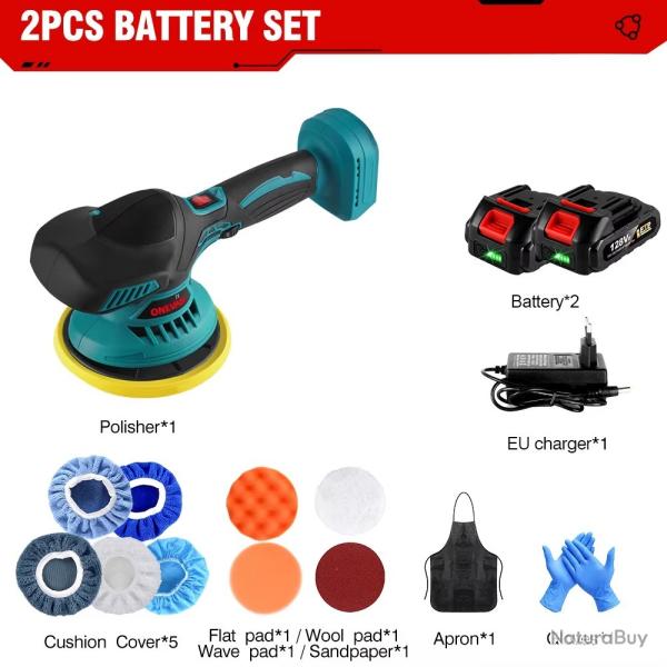 POLISSEUSE DE VOITURE ELECTRIQUE 6 VITESSES AVEC 2 BATTERIES COMPATBILE MAKITA