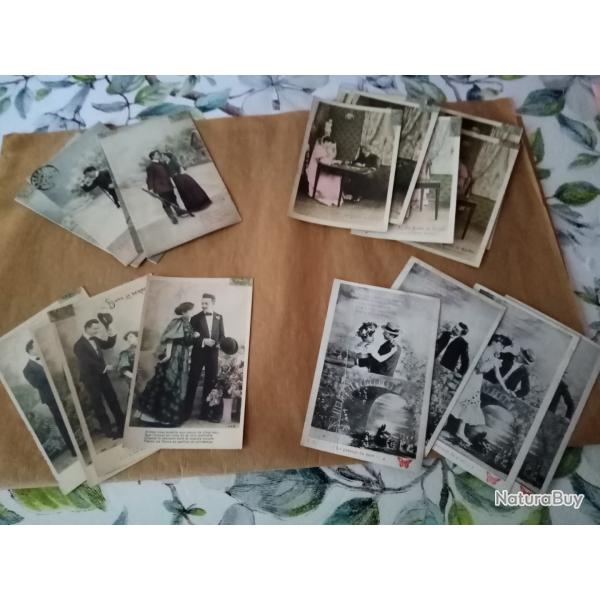 Lot 20 cartes postales vintage "Humour / Couples"