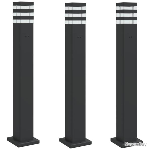 Lampadaires d'ext�rieur avec sortie 3 pcs 80 cm aluminium noir 02_0042571