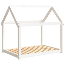 Lit pour chien panier canap&eacute; confortable 111 x 80 x 100 cm bois de pin solide blanc 02_0042655