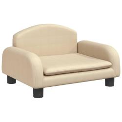 Lit pour chien panier canap&eacute; confortable 50 x 40 x 30 cm tissu cr&egrave;me 02_0042679