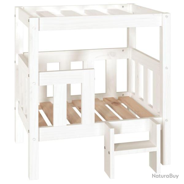 Lit pour chien panier canap� confortable 65,5 x 43 x 70 cm bois de pin solide blanc 02_0042751