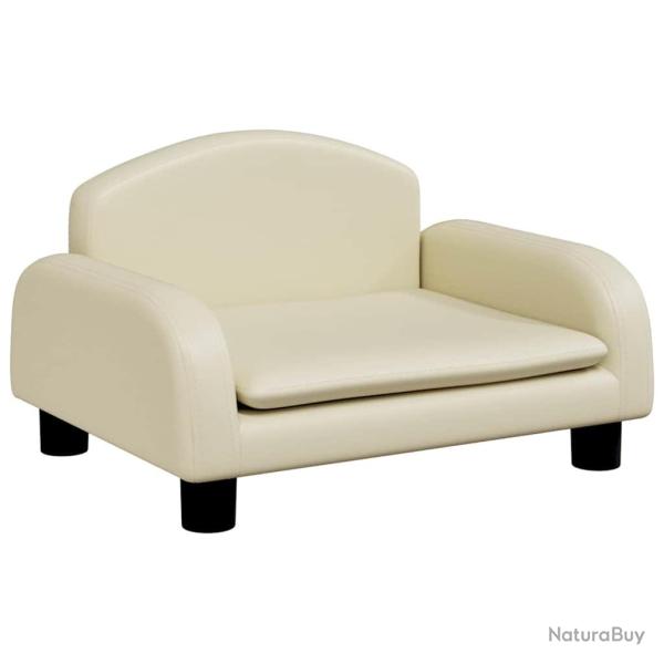 Lit pour chien panier canap� confortable 50 x 40 x 30 cm similicuir cr�me 02_0042672