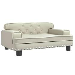 Lit pour chien panier canap&eacute; confortable 70 x 45 x 30 cm similicuir cr&egrave;me 02_0042821