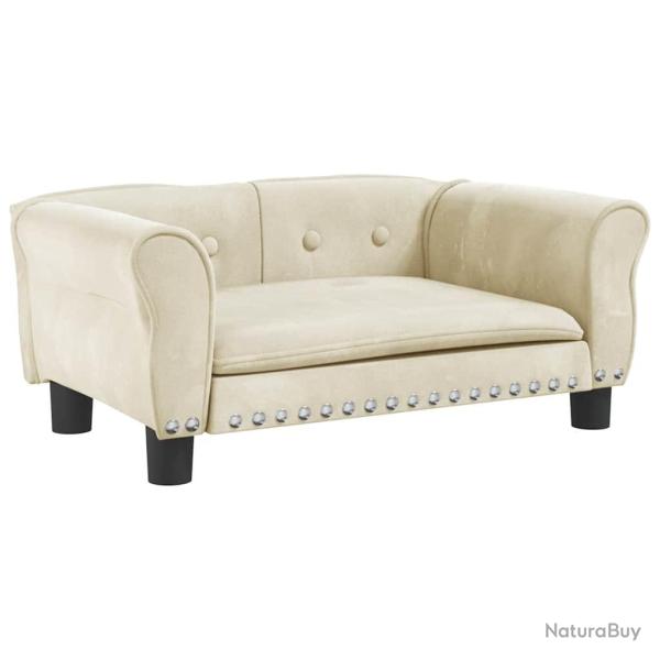 Lit pour chien panier canap� confortable 70 x 45 x 30 cm velours cr�me 02_0042858