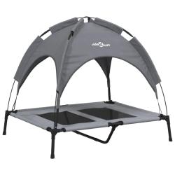 Lit pour chien panier canap&eacute; confortable avec auvent tissu oxford et acier anthracite 02_0043059