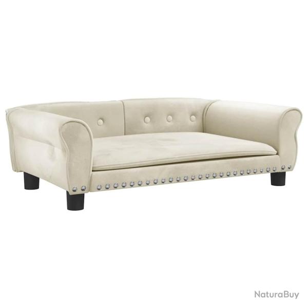 Lit pour chien panier canap� confortable 95 x 55 x 30 cm velours cr�me 02_0043020