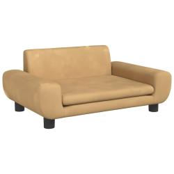 Lit pour chien panier canap&eacute; confortable 70 x 45 x 33 cm velours marron 02_0042876