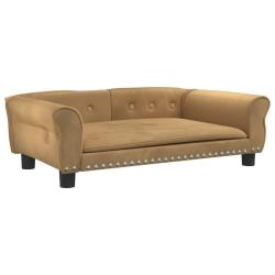 Lit pour chien panier canap&eacute; confortable 95 x 55 x 30 cm velours marron 02_0043021