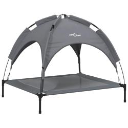 Lit pour chien panier canap&eacute; confortable avec auvent tissu oxford et acier anthracite 02_0043061