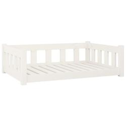Lit pour chien panier canap&eacute; confortable 95,5 x 65,5 x 28 cm bois de pin solide blanc 02_0043034