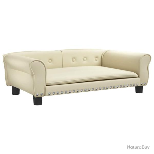 Lit pour chien panier canap� confortable 95 x 55 x 30 cm similicuir cr�me 02_0043011