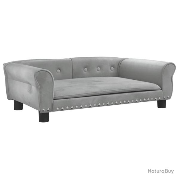 Lit pour chien panier canap� confortable clair 95 x 55 x 30 cm velours gris 02_0043128