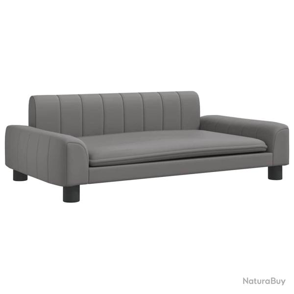 Lit pour chien panier canap� confortable 90 x 53 x 30 cm similicuir gris 02_0042976