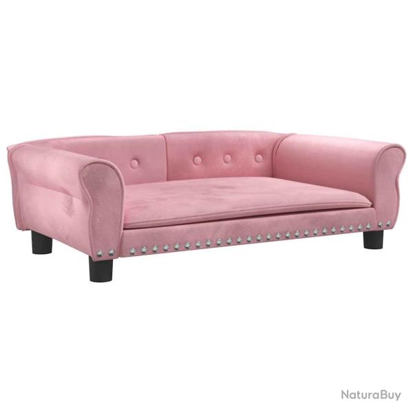 Lit pour chien panier canap� confortable 95 x 55 x 30 cm velours Rose 02_0043023