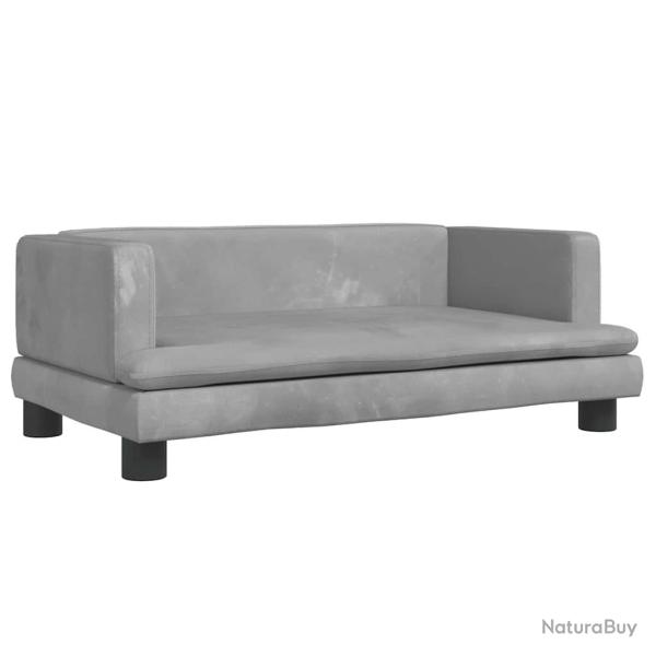 Lit pour chien panier canap� confortable clair 80 x 45 x 30 cm velours gris 02_0043122