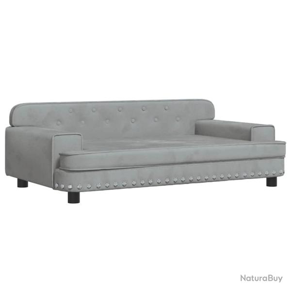 Lit pour chien panier canap� confortable clair 90 x 53 x 30 cm velours gris 02_0043126
