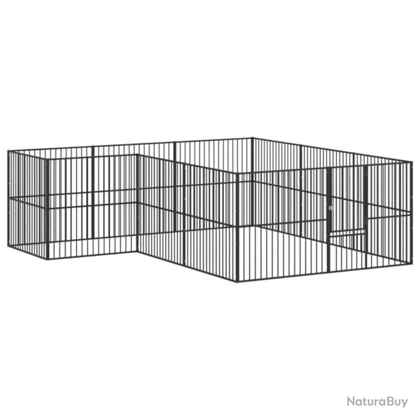 Parc pour chien 12 panneaux acier galvanis� noir 02_0043605