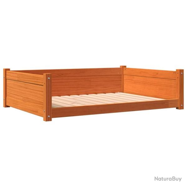 Lit pour chien panier canap� confortable cire 105,5 x 75,5 x 28 cm bois de pin massif marron 02_004
