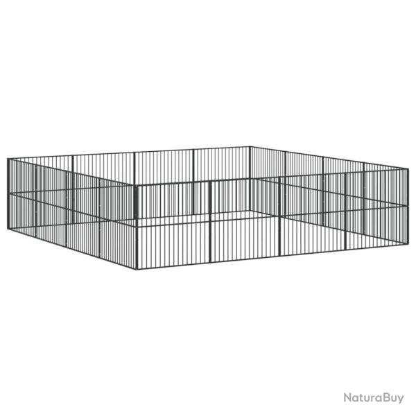 Parc pour chien 16 panneaux acier galvanis� noir 02_0043609