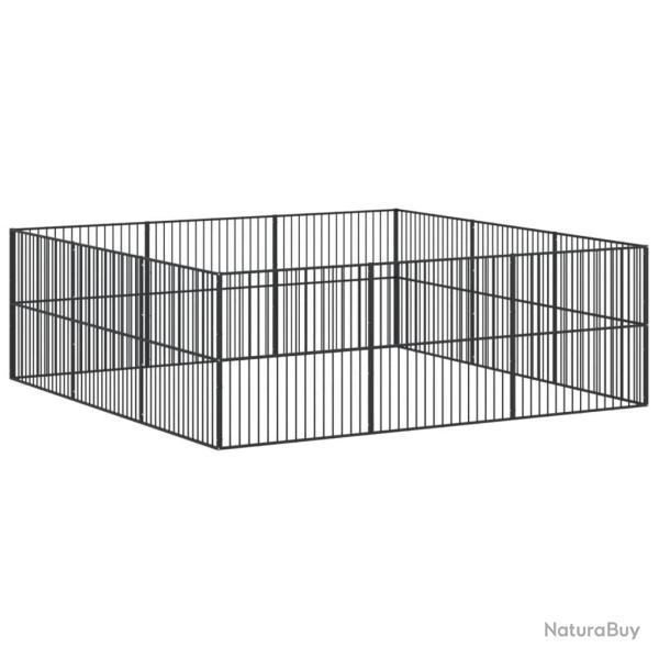 Parc pour chien 12 panneaux acier galvanis� noir 02_0043606
