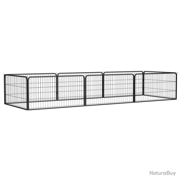 Parc pour chien 8 panneaux 100 x 50cm acier enduit de poudre noir 02_0043648